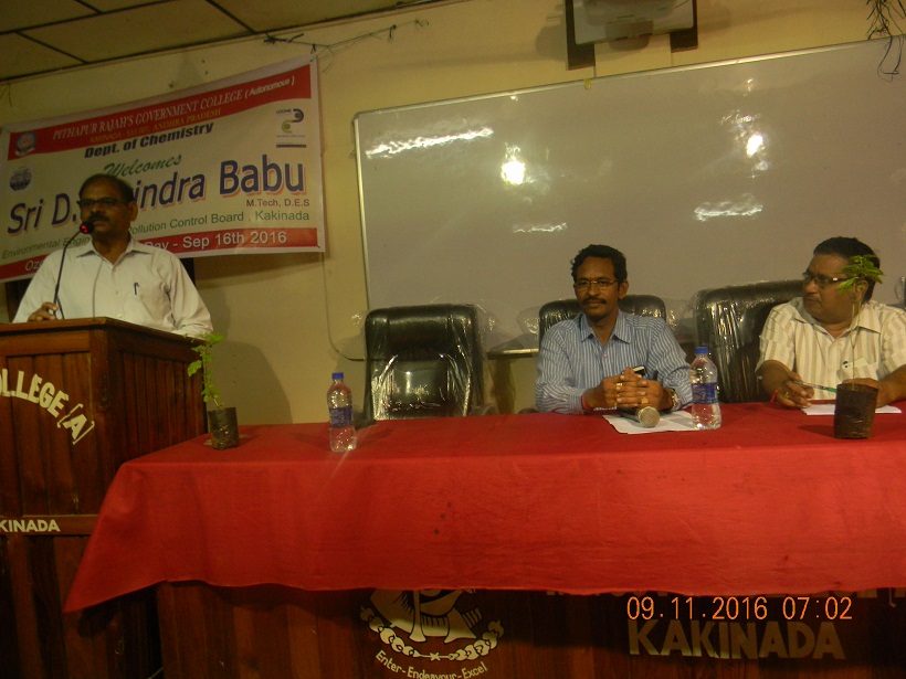 invited talk by Dr.B.Ravindra Babu, Scientist AP Pollution control board on 16th  September,2016