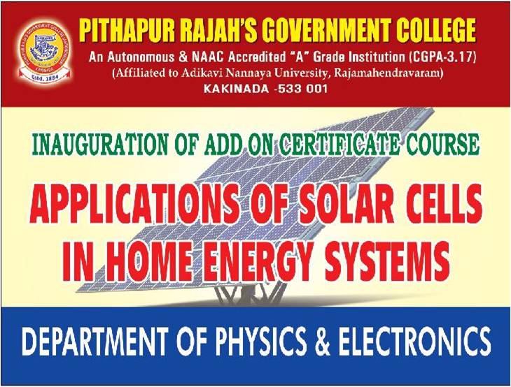 INAGURATION OF SDC-APPLICATIONS OF SOLAR CELLS IN HOME ENERGY SYSTEMS
